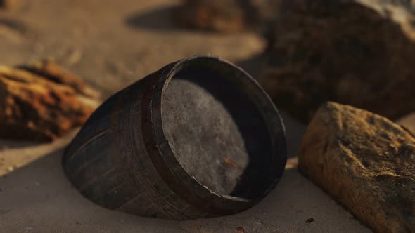 Old Wooden Barrel at Sand Beach