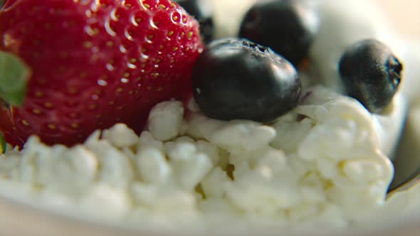 Close Up Cottage Cheese with Fresh Berries