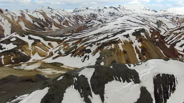 Mountains covered with snow in Landmannalaugar region, Iceland
