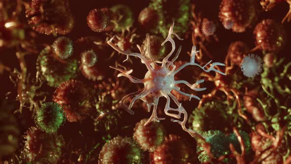 Virus, Disease or Bacteria in Microscopic Representation alt