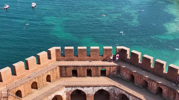 Castle Alanya Kalesi Aerial View 4 K of Mountain and City Turkey