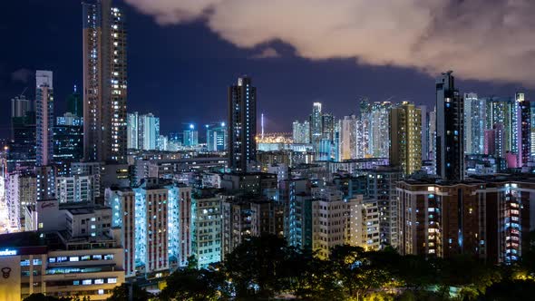 Hong Kong residential area at night
