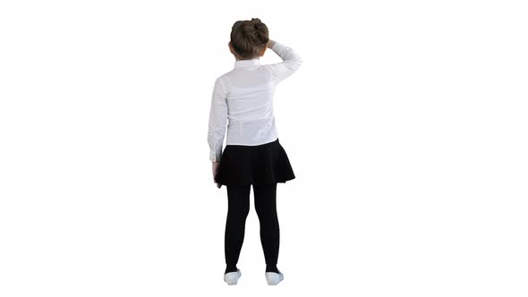 Little Girl Looking Away on White Background.