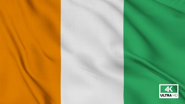 Cote Divoire Flag Waving Slowly Looped