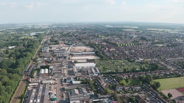 Slider drone shot of Cheshunt village north London