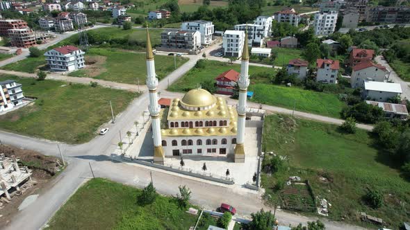 Aerial Golden Color Mosque