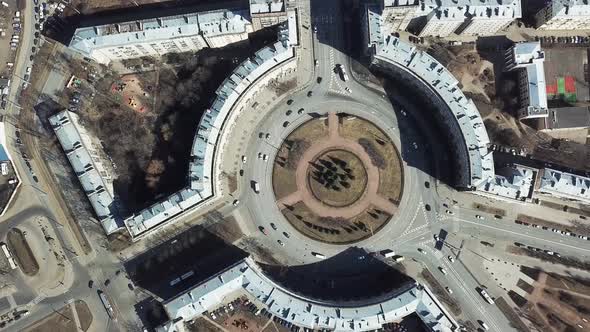 Top View Of Roundabout In City Center