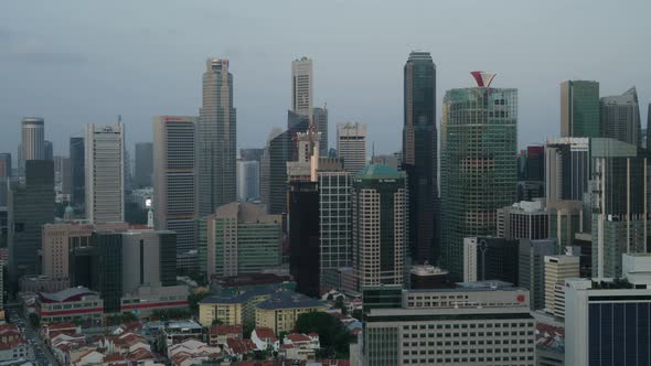 4k Singapore central business district at twilight (panning shot)