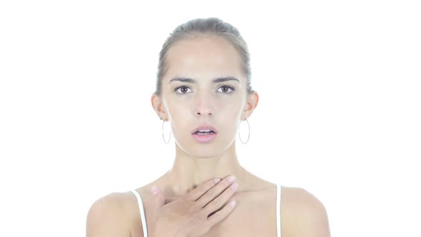 Shock, Upset Woman on White Background