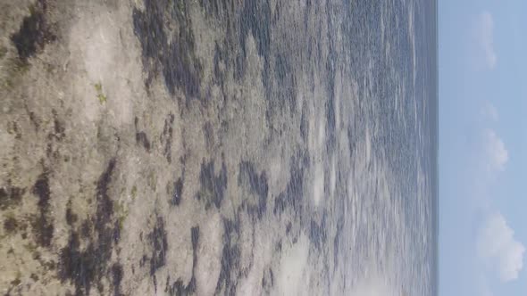 Vertical Video of the Ocean Near the Coast of Zanzibar Tanzania Aerial View