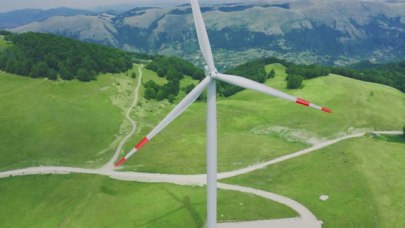 Close Up View Wind Turbines  Windmill Energy Farm