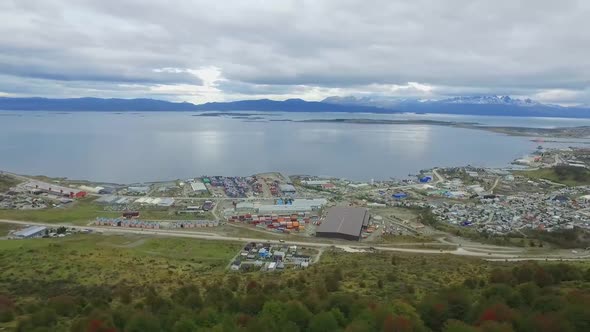 Ushuaia aerial view. Ushuaia is the capital of Tierra del Fuego province in Argentina.