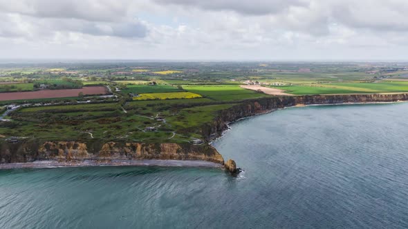 The Pointe Du Hoc/ France / Hyperlapse / FHD Aerial Hyperlapse of the Pointe Du Hoc