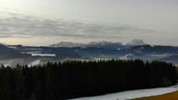 Drone Video of Mountains in Austria Winter