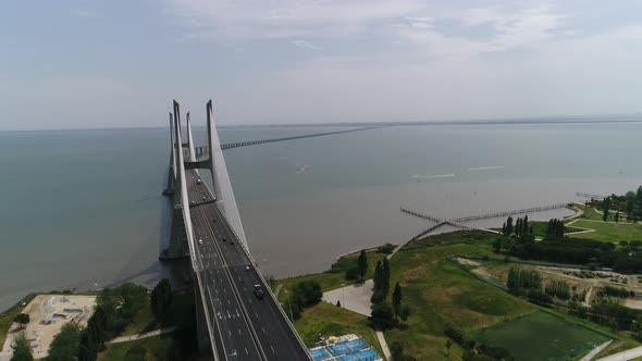 Vasco da Gama Bridge Aerial View