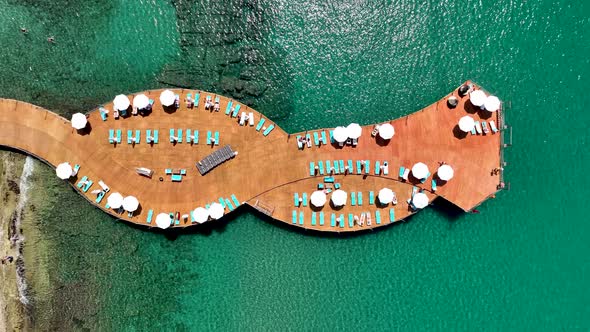 Pier by the sea aerial view Turkey Alanya 4 K