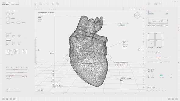 Futuristic machine software processing data for the organ fabrication process alt