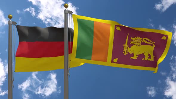 Germany Flag Vs Sri Lanka On Flagpole