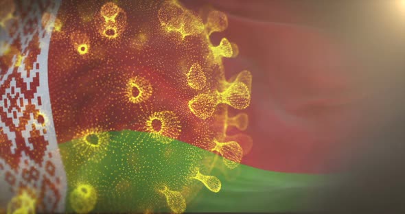 Belarus Flag With Corona Virus Bacteria alt