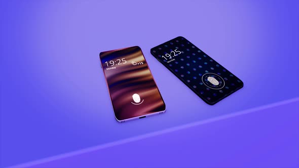 Two black devices lying on purple background