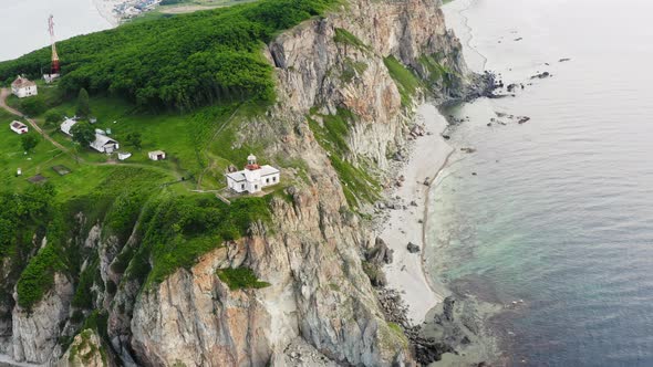 Lighthouse Baluzek on the Coast of the Sea of Japan