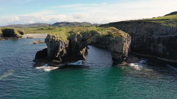 Aerial View of the Great Pollet Sea Arch Fanad Peninsula County Donegal Ireland