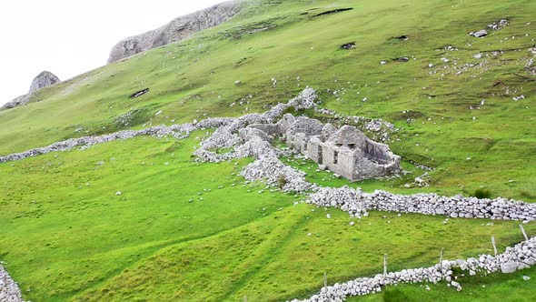 Abandoned Village at An Port Between Ardara and Glencolumbkille in County Donegal  Ireland