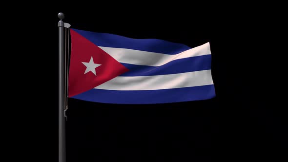 Cuba Flag On Flagpole With Alpha Channel