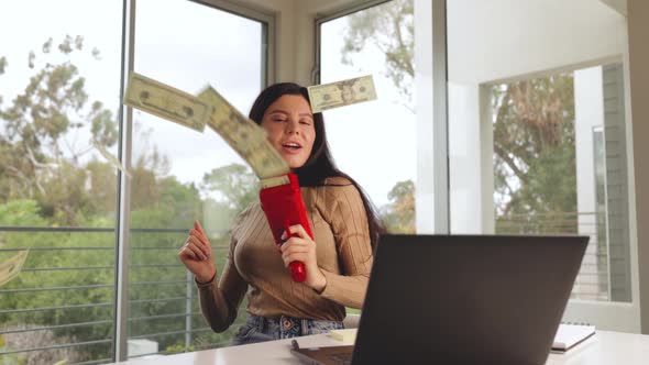 Woman working from home on her laptop