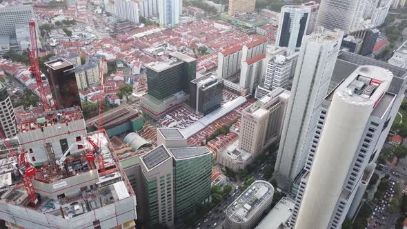 High Angle View of Singapore Modern City Buildings