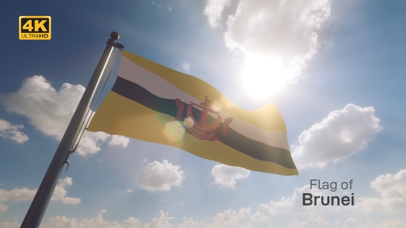 Brunei Flag on a Flagpole V2- 4K