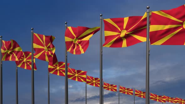 The Macedonia Flags Waving In The Wind  - 4K