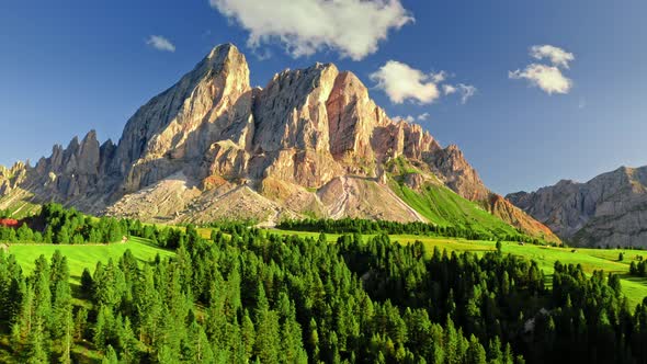 Stunning aerial view of Passo delle Erbe in Dolomites