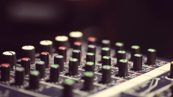 Mixer desk with many buttons