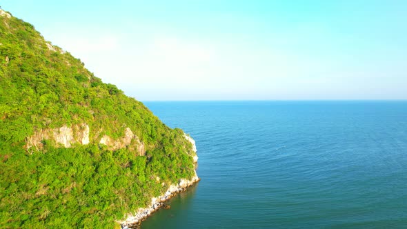 4K Aerial view of the thailand coastline near valley on the Big Island