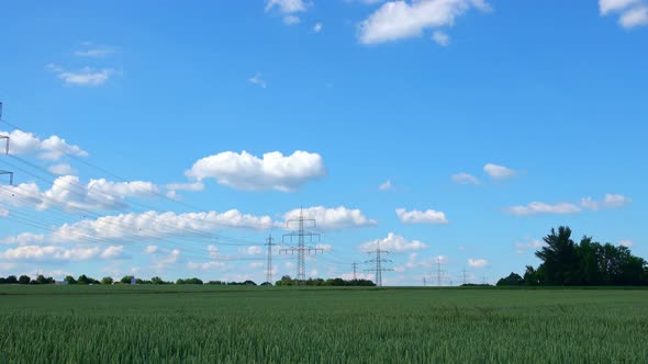 Landscape Electric Poles And Clouds