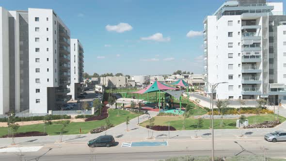 New Neighborhood With Kids Playgrounds at Southern District City Netivot