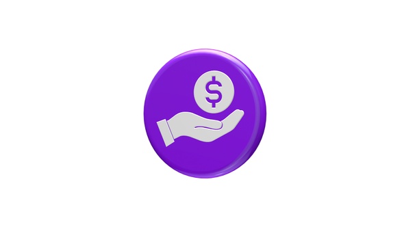 3D Donation Icon Seamless Rotated Purple V6