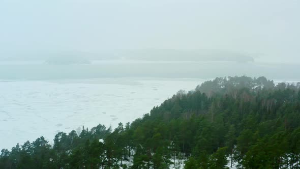 Aerial View of Winter Nature in Finland