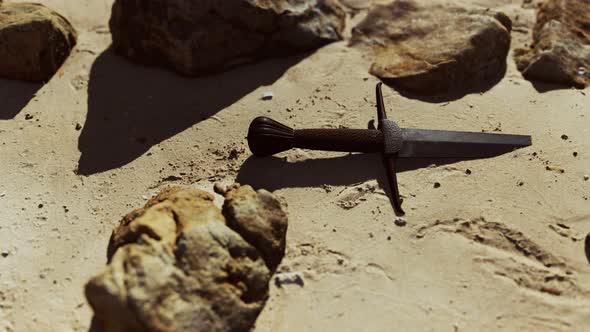 Retro Sword on Sand Beach