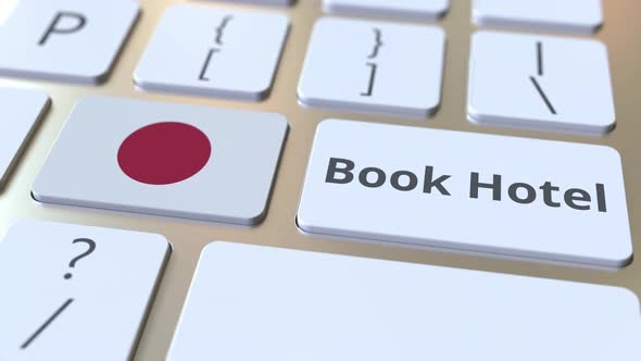 BOOK HOTEL Text and Flag of Japan on the Keyboard alt