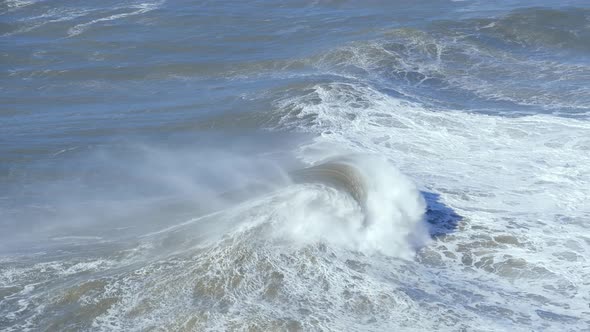 Atlantic Ocean Waves Crashing on a Portugal Coast