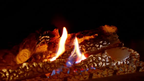 Close-up of campfire burning