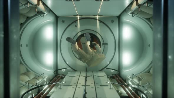Astronaut Inside the Orbital Space Station alt