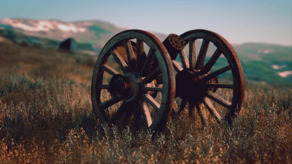 Historic War Gun on the Hill at Sunset