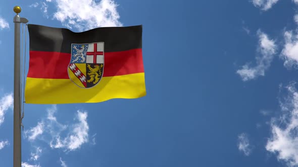 Saarland Flag (Germany) On Flagpole