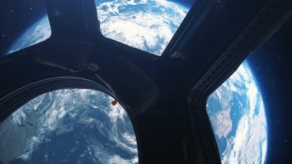 Earth View From Space From the Window of the International Space Station alt
