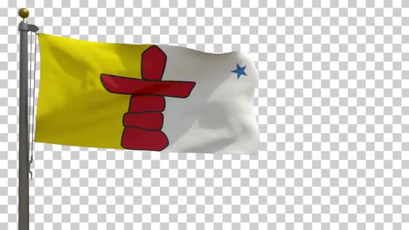 Nunavut Flag (Canada) on Flagpole with Alpha Channel - 4K