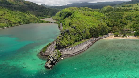 Mauritius island, view of the Cape with the monument to captain Matthew Flinders