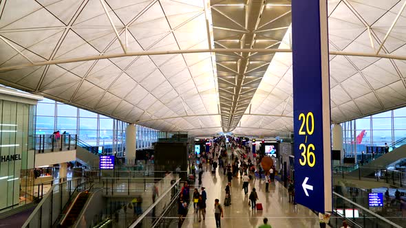 Time lapse of people in Hong Kong airport